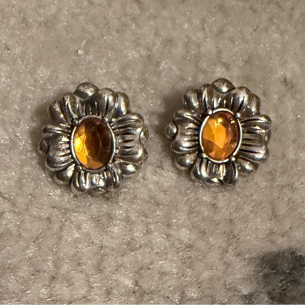 💐Avon Vintage Silver Earrings with Citrine Stone